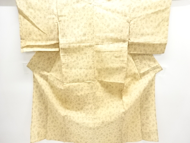 JAPANESE KIMONO / ANTIQUE AUTHENTIC OJIYA CHIJIMI SWIRL PATTERN KIMONO